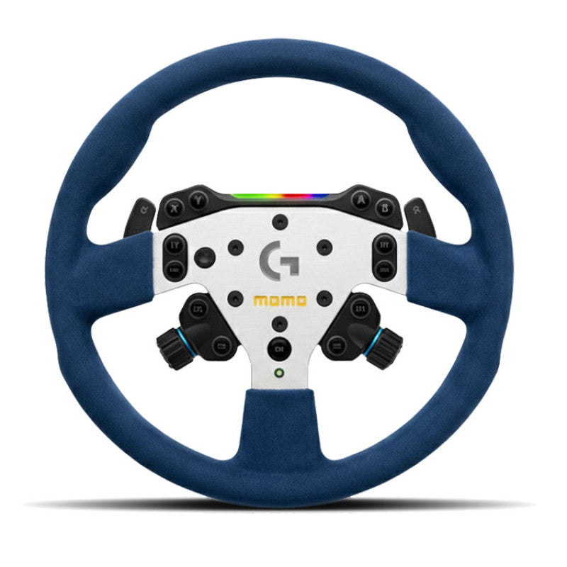 MOMO x Logitech GT 320 Sim Steering Wheel - Silver Spoke/Blue Microfibre