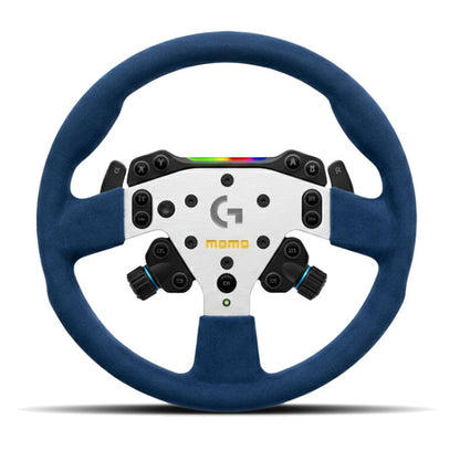 MOMO x Logitech GT 320 Sim Steering Wheel - Silver Spoke/Blue Microfibre