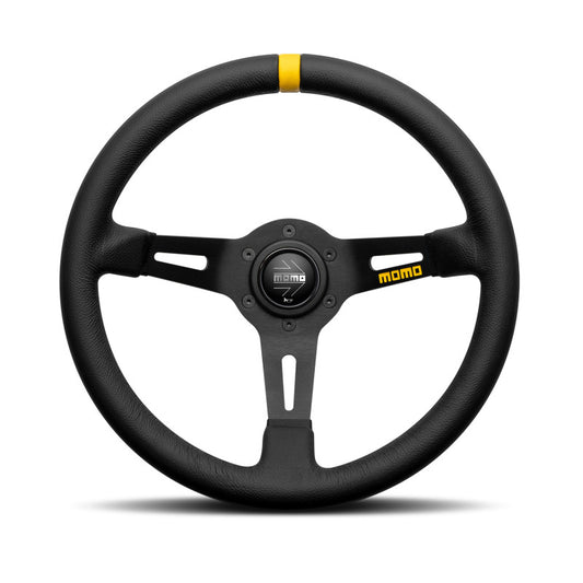 MOMO Mod. 08 Steering Wheel - Black Spoke/Black Leather 330mm