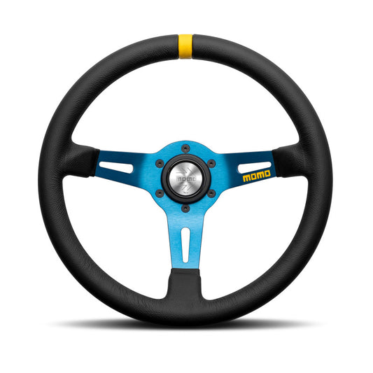 MOMO Mod. 08 Steering Wheel - Blue Spoke/Black Leather 330mm