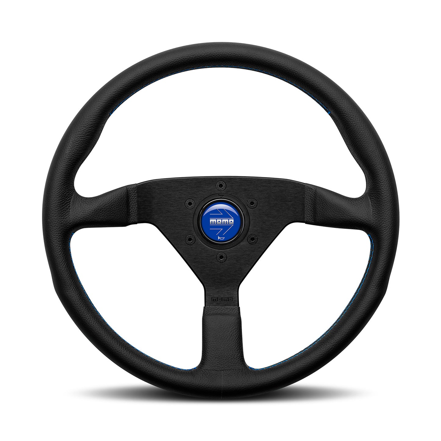 MOMO Montecarlo Steering Wheel - Black Leather/Blue Stitch 350mm