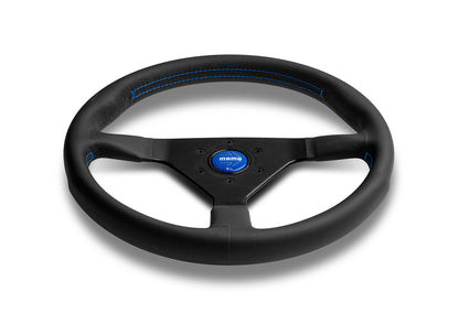 MOMO Montecarlo Steering Wheel - Black Leather/Blue Stitch 350mm