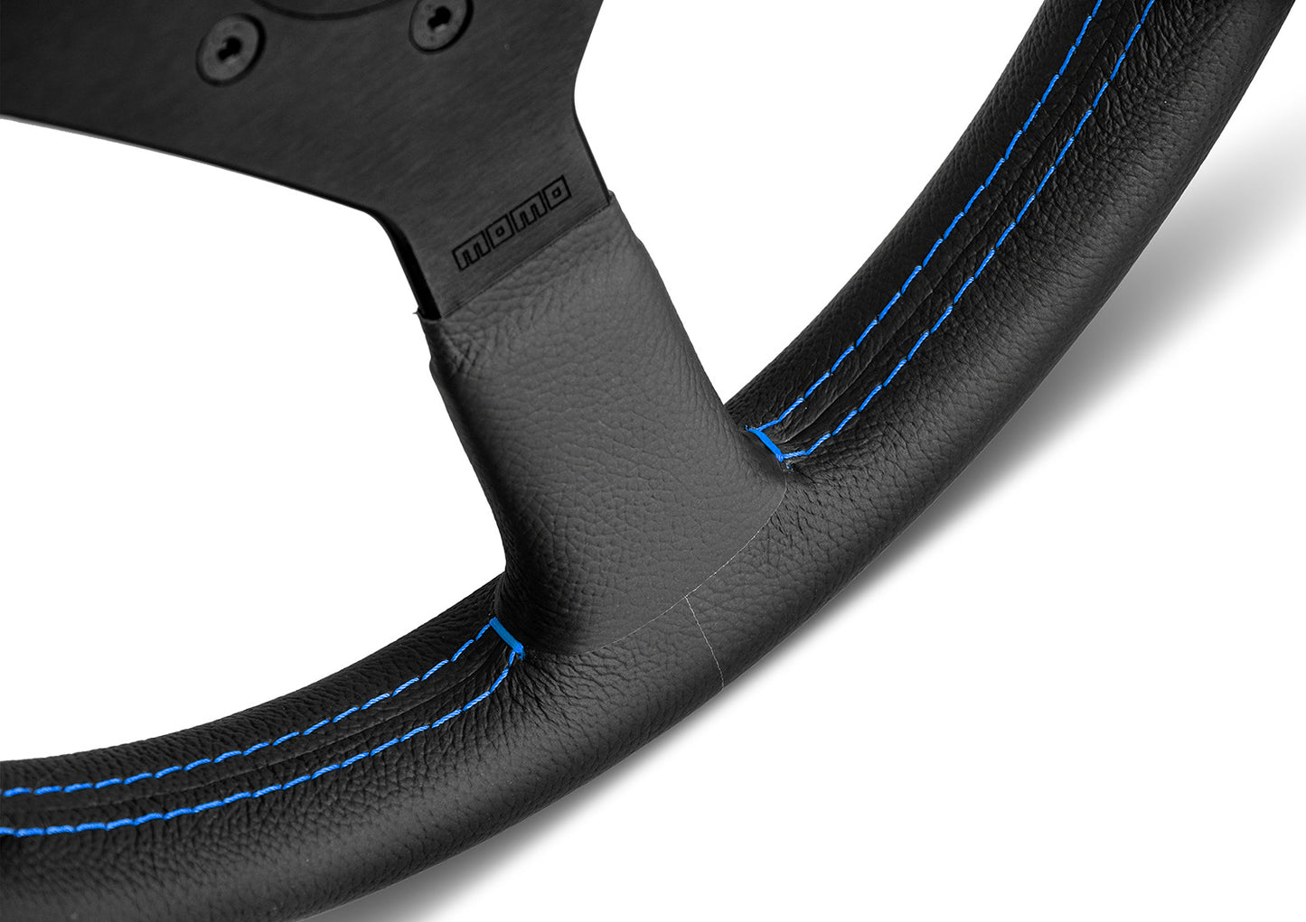 MOMO Montecarlo Steering Wheel - Black Leather/Blue Stitch 350mm