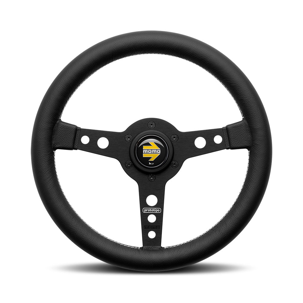 MOMO Prototipo Steering Wheel - Black Spokes/Black Leather 320mm