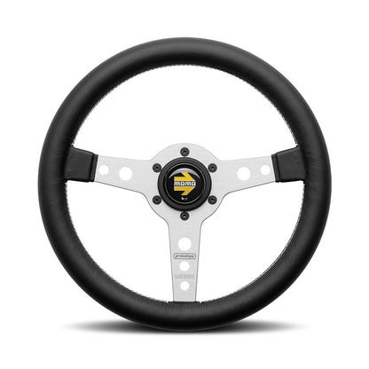 MOMO Prototipo Steering Wheel - Silver Spokes/Black Leather 320mm