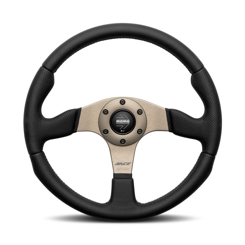 MOMO Race 2.0 Steering Wheel  - Anthracite Spokes - Black Leather 350mm
