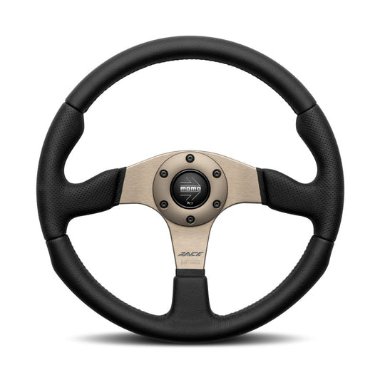 MOMO Race 2.0 Steering Wheel  - Anthracite Spokes - Black Leather 350mm
