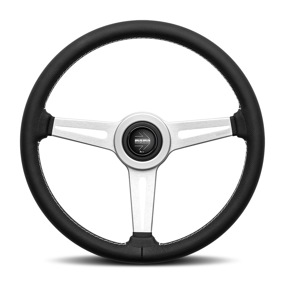 MOMO Retro Steering Wheel - Black Leather 360mm