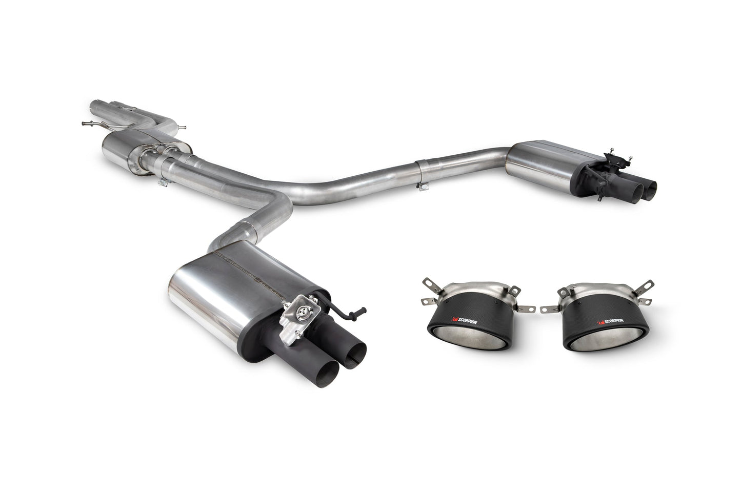 Scorpion Resonated Half Exhaust with Trims (Ascari RS) for Audi RS6 C7 (13-18)