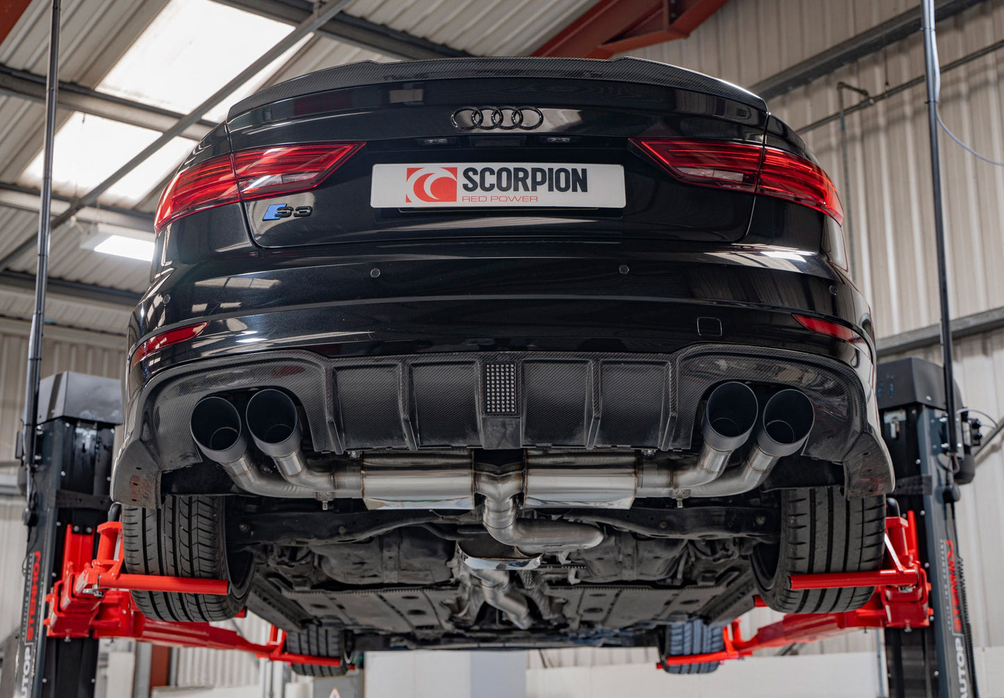 Scorpion Resonated Cat/GPF-Back Valved Exhaust (Black Daytona) for Audi S3 Saloon 8V (13-20)
