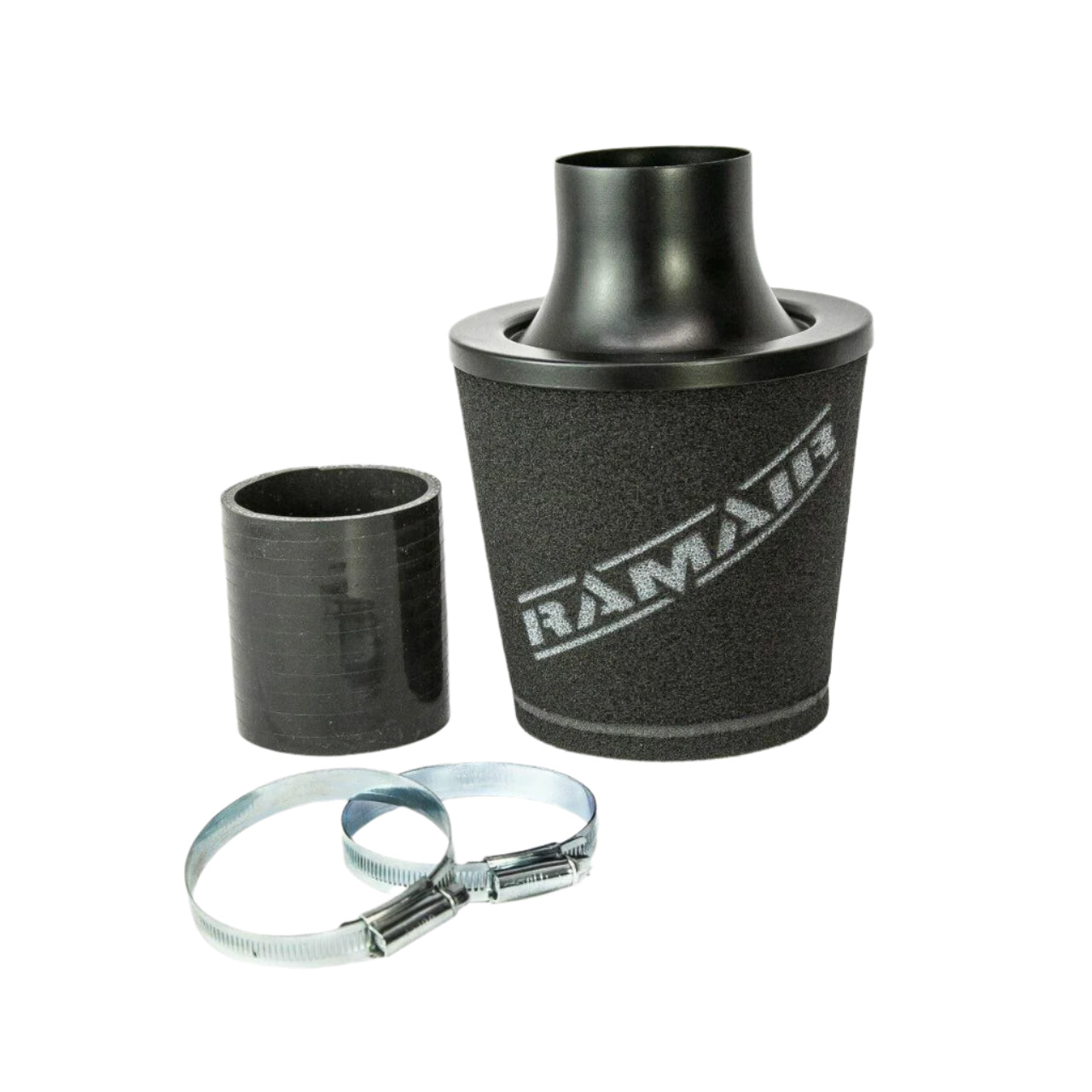 Ramair Small Foam Filter Aluminium Base 70mm Black with Silicone Coupler