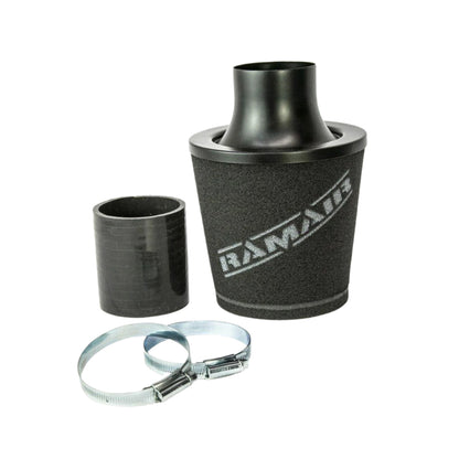 Ramair Small Foam Filter Aluminium Base 70mm Black with Silicone Coupler