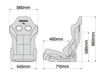 Bride GIASIII Gradation Logo Reclining Bucket Seat - Silver FRP Shell