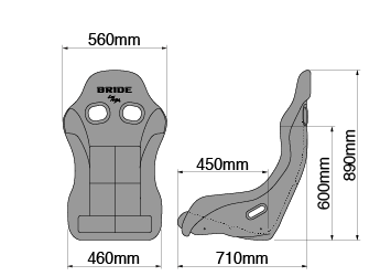 Bride ZETA IV FRP Fixed Bucket Seat - Black