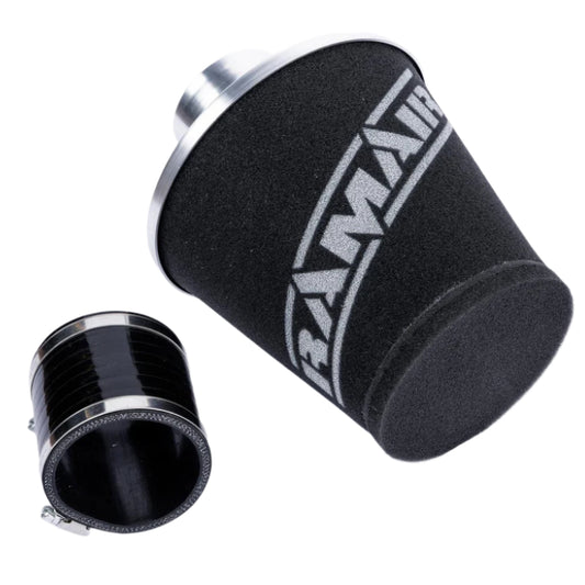 Ramair Medium Foam Filter Aluminium Base 90mm Silver with Silicone Coupler