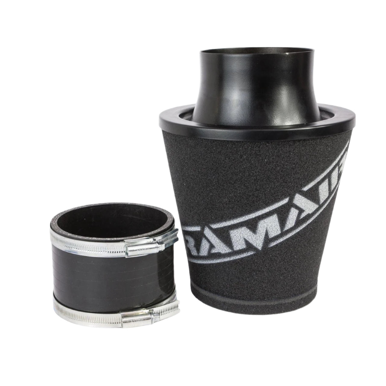 Ramair Medium Foam Filter Aluminium Base 90mm Black with Silicone Coupler