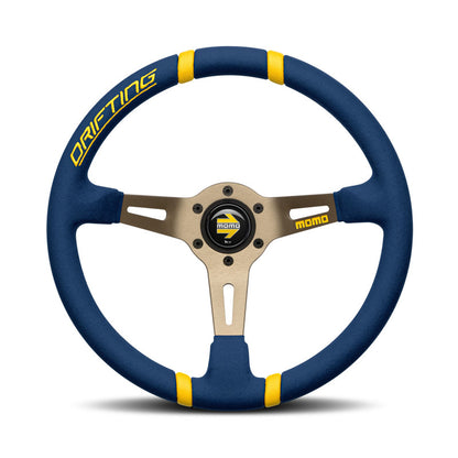 MOMO Drifting Steering Wheel - Anthracite Spokes / Blue Microfibre