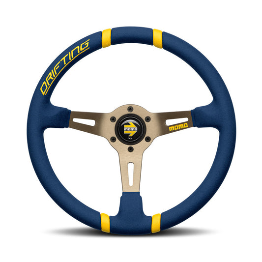 MOMO Drifting Steering Wheel - Anthracite Spokes / Blue Microfibre