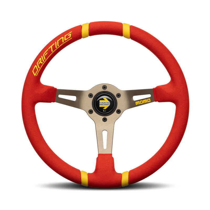 MOMO Drifting Steering Wheel - Anthracite Spokes / Red Microfibre