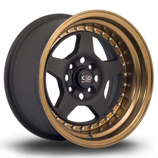 Rota Kyusha Alloy Wheels - 15x8 | 4x100 | ET0 | FBlackSBronzeLip