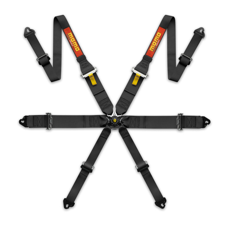 MOMO Pro Driver 6 Point Harness - 2"/3" Straps - FHR - Black