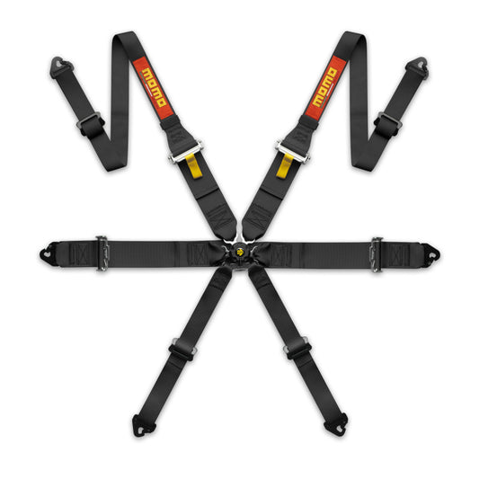 MOMO Pro Driver 6 Point Harness - 2"/3" Straps - FHR - Black