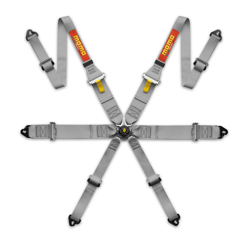 MOMO Pro Driver 6 Point Harness - 2"/3" Straps - FHR - Grey