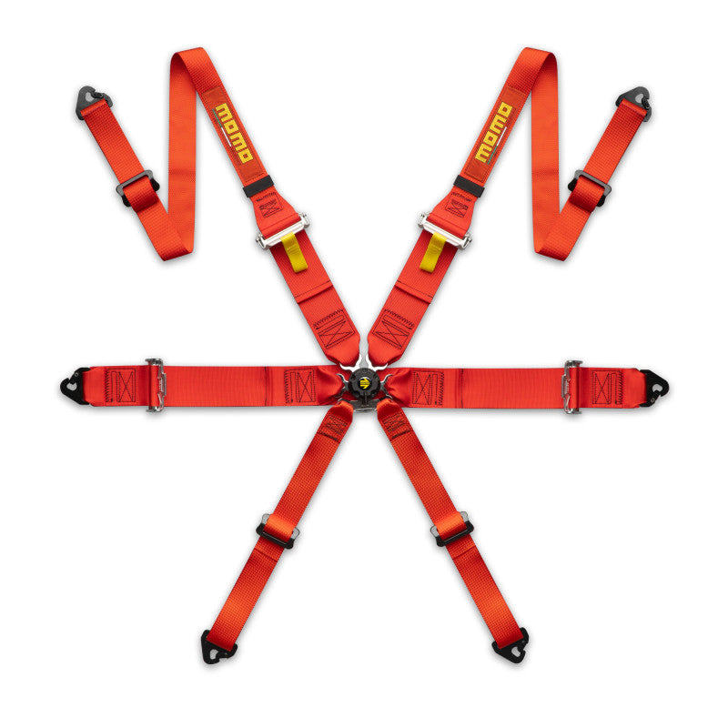 MOMO Pro Driver 6 Point Harness - 2"/3" Straps - FHR - Red