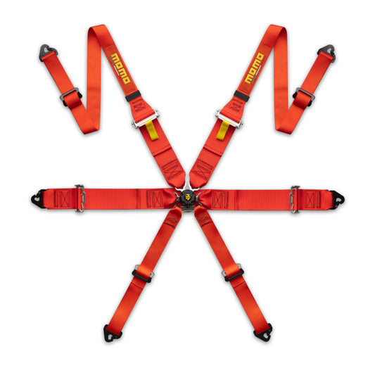 MOMO Pro Driver 6 Point Harness - 2"/3" Straps - FHR - Red