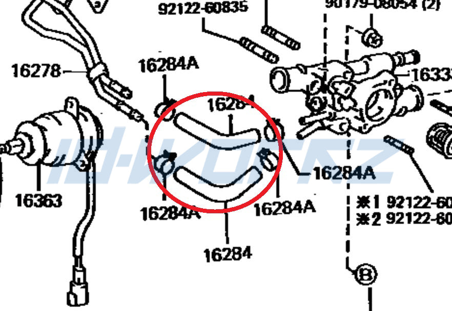 Turbo Coolant Hose - Toyota Starlet GT Turbo & Glanza