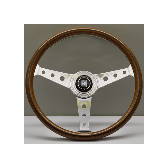 Nardi Classic Wood Steering Wheel 360mm with Polished Spokes (Round Hole)