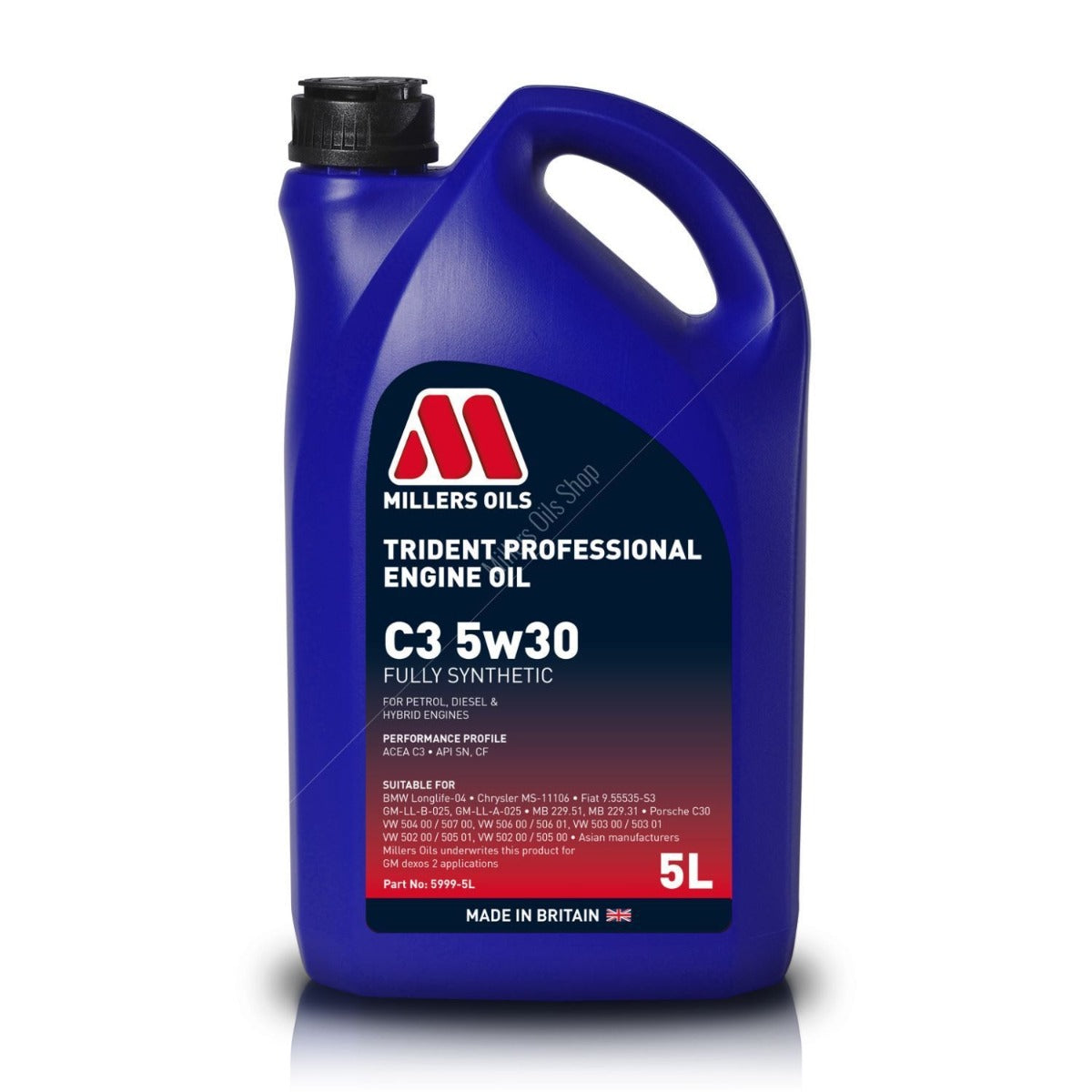 Millers Trident Professional Fully Synthetic C3 5w30 Engine Oil (5L)