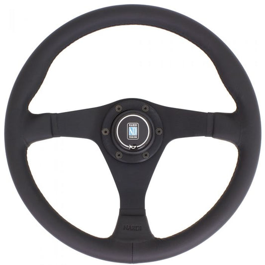Nardi Gara Leather Steering Wheel 350mm with Black Stitching and Black Spokes