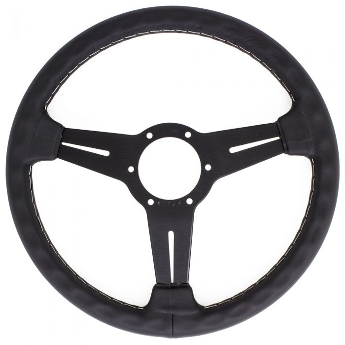 Nardi Classic Leather Steering Wheel 330mm with Grey Stitching and Black Spokes