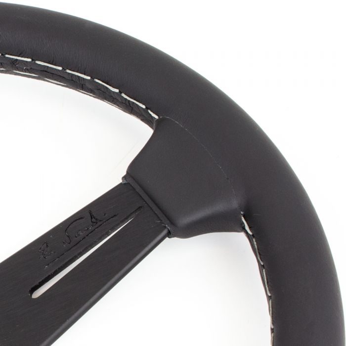 Nardi Classic Leather Steering Wheel 330mm with Grey Stitching and Black Spokes