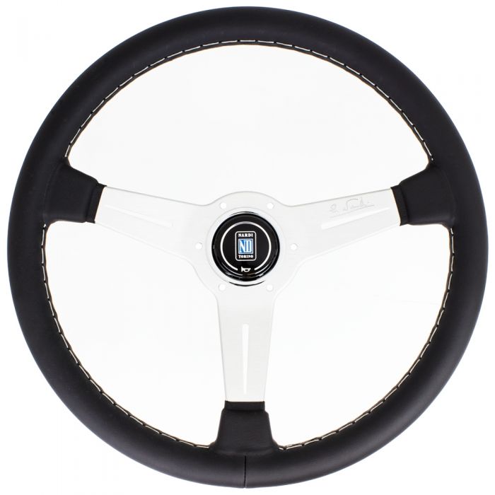 Nardi Classic Leather Steering Wheel 360mm with Grey Stitching and Satin Spokes