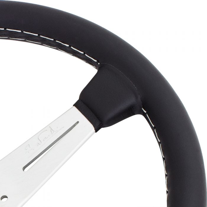 Nardi Classic Leather Steering Wheel 360mm with Grey Stitching and Satin Spokes