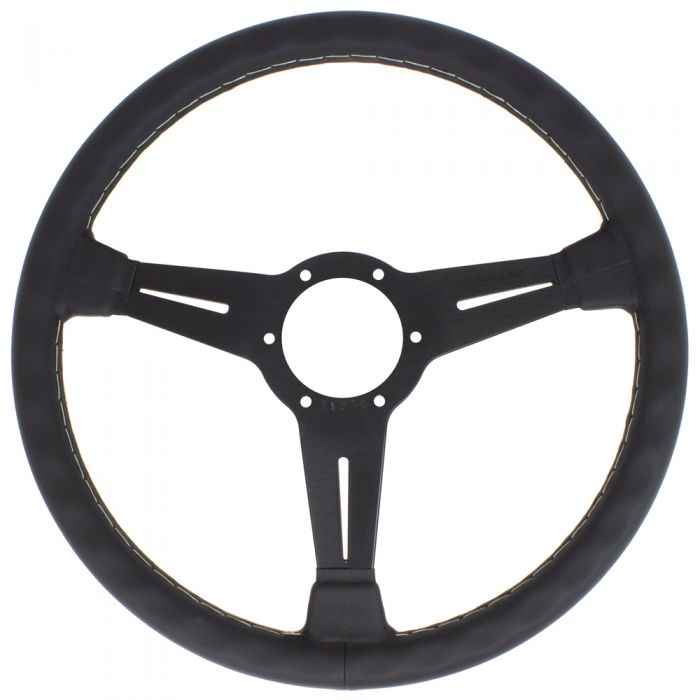 Nardi Classic Leather Steering Wheel 360mm with Grey Stitching and Black Spokes