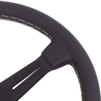 Nardi Classic Leather Steering Wheel 360mm with Grey Stitching and Black Spokes