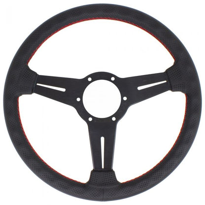 Nardi Classic Perforated Leather Steering Wheel 330mm with Red Stitching and Black Spokes