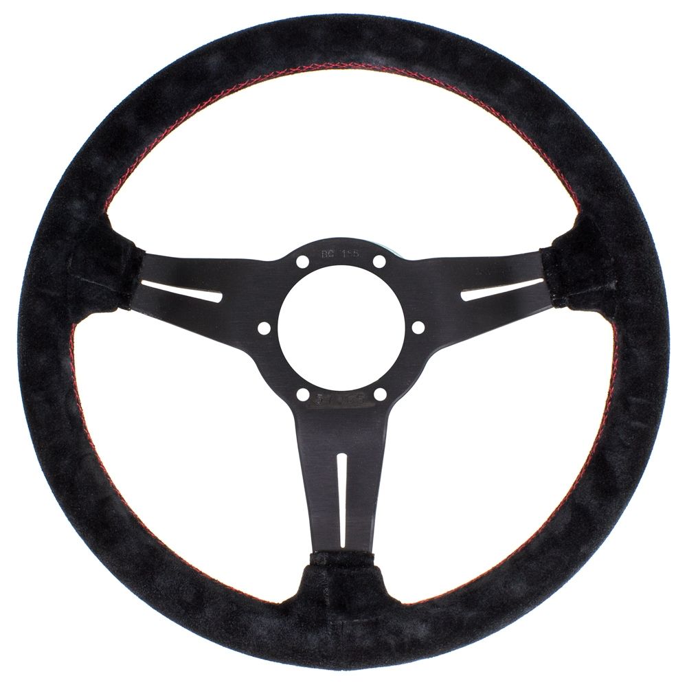 Nardi Deep Corn Suede Steering Wheel 330mm with Red Stitching and Black Spokes