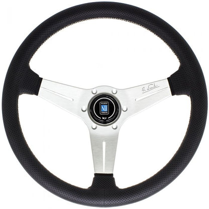 Nardi Deep Corn Perforated Leather Steering Wheel 350mm with Grey Stitching and Satin Spokes