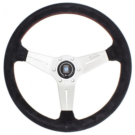 Nardi Deep Corn Suede Steering Wheel 350mm with Red Stitching and Satin Spokes