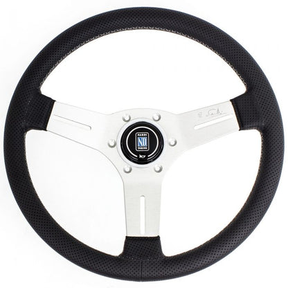 Nardi Competition Leather Steering Wheel 330mm with Grey Stitching and Satin Spokes