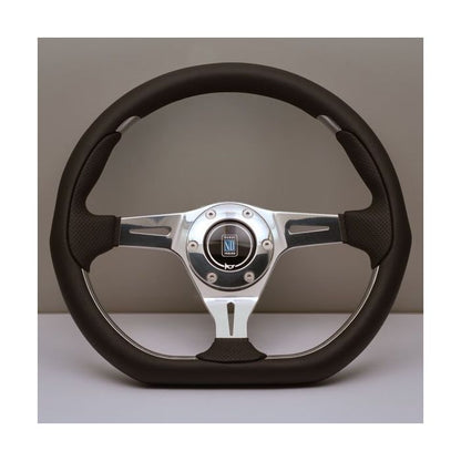 Nardi Kallista Leather/Perforated Leather/ABS Inserts Steering Wheel 350mm with Polished Spokes