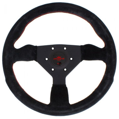 Personal Neo Grinta Suede Steering Wheel 350mm with Red Stitching and Black Spokes