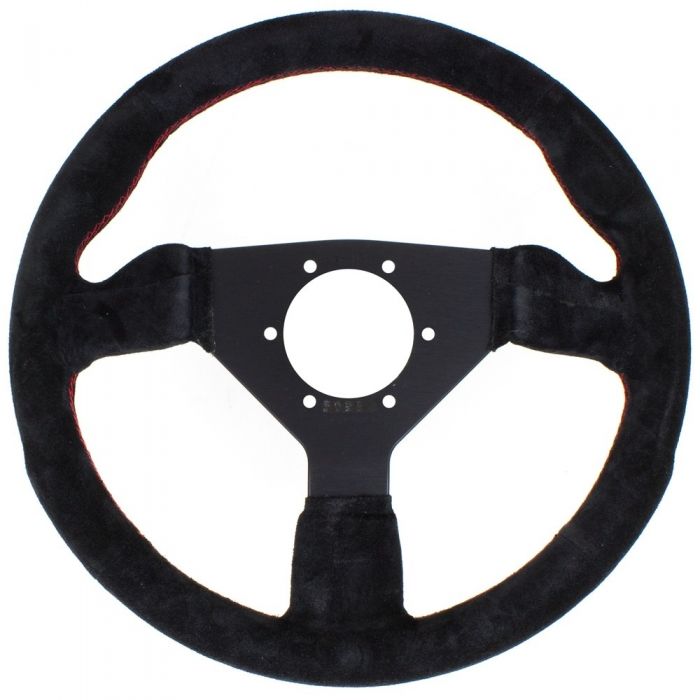 Personal Neo Grinta Suede Steering Wheel 350mm with Red Stitching and Black Spokes
