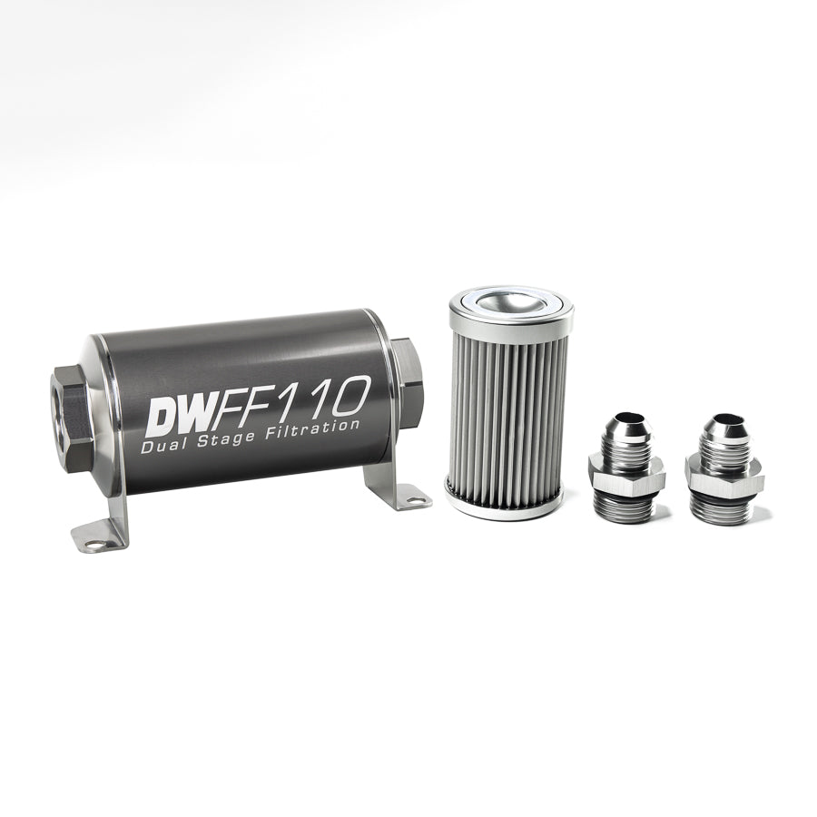 DeatschWerks DW In-Line Fuel Filter Element and Housing Kit, Stainless Steel (8-03-110-010K-8)