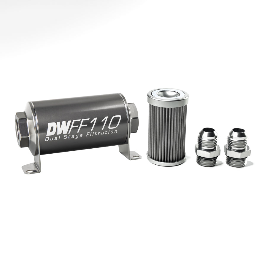 DeatschWerks DW In-Line Fuel Filter Element and Housing Kit, Stainless Steel (8-03-110-040K-10)