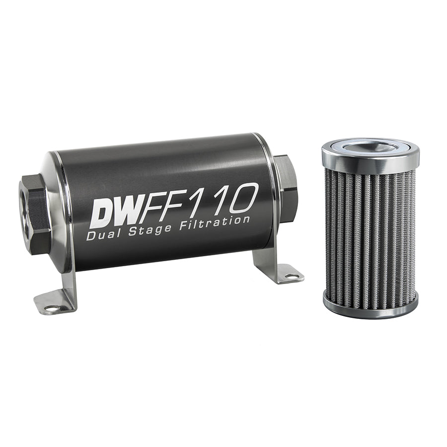 DeatschWerks In-Line Fuel Filter Element & Housing Kit SS 100Micron